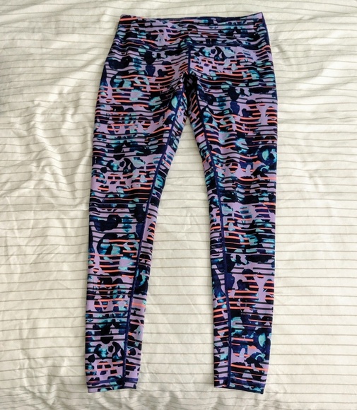 Zella Lilac Floral Striped Workout Leggings M - Picture 2 of 5
